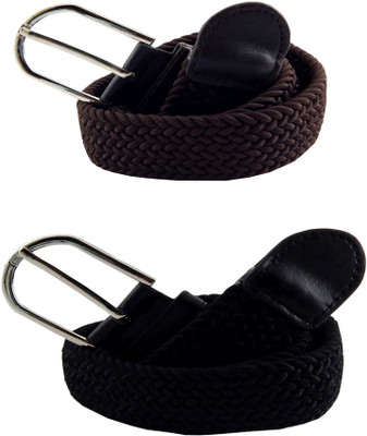 

ELS Men & Women Casual Brown, Black Canvas, Fabric, Synthetic Belt, Black;brown