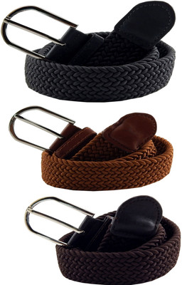 

ELS Men & Women Casual Multicolor Canvas, Fabric, Synthetic Belt, Brown;grey;khaki