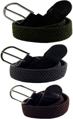

ELS Men & Women Casual Multicolor Canvas, Fabric, Synthetic Belt, Brown;green;grey