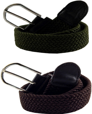 

ELS Men & Women Casual Green, Brown Canvas, Fabric, Synthetic Belt, Brown;green