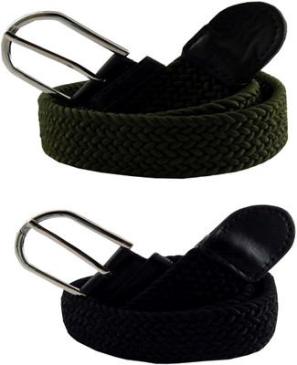 

ELS Men & Women Casual Green, Black Canvas, Fabric, Synthetic Belt, Black;green