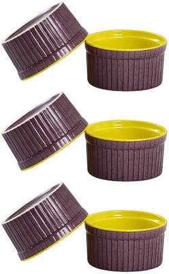 

caffeine Dessert Serving Bowl Ceramic/Stoneware in Glossy Purple and Yellow Ramekins (Set of 6) Handmade Stoneware, Ceramic Bowl Set(Yellow, Purple, Pack of 6)