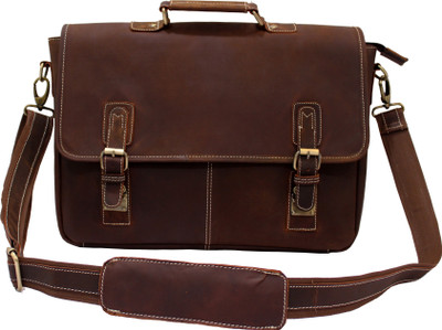 

Torque Dzinte Leather Laptop Bag Medium Briefcase - For Men & Women(Dark Brown)