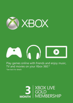 

Xbox Live 3 Month Gold Membership Card(Code in the Box - for Xbox 360 & Xbox One)