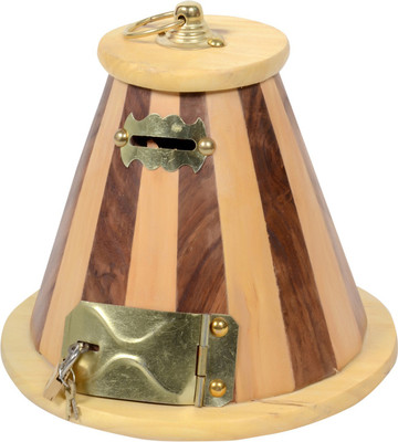 

Craft Trade Handmade Wooden Hut Money Bank Coin Bank(Brown)