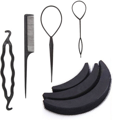 

De-Ultimate Set of STYLING Comb Set Hair Bumpits Bun Puff Maker Set of 6 and comb(Set of 7)