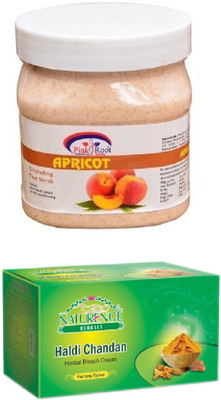 

Pink Root APRICOT SCRUB 500ML WITH NATURENCE HALDI CHANDAN BLEACH 200G(Set of 2)
