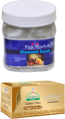 

Pink Root DIAMOND SCRUB 500ML WITH NATURENCE GOLD BLEACH 200G(Set of 2)