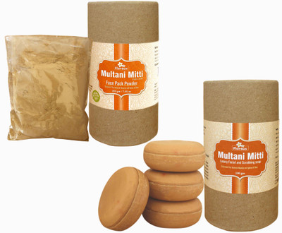 Florous Multani Mitti Luxury Facial and Scrubbing Soap + Multani Mitti(Set of 2)