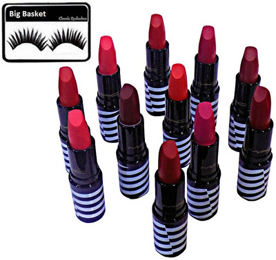 

big basket Eyelashes & Matte Long Lasting Lipstick (Set of 11)(Set of 12)