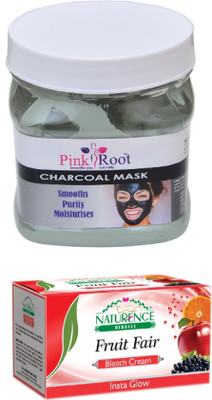 

Pink Root CHARCOAL MASK 500ML WITH NATURENCE FRUIT BLEACH 200G(Set of 2)