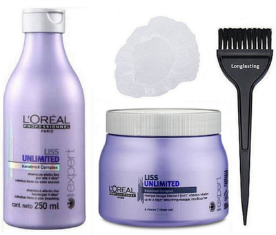 

Longlasting Hair brush, Shower Cap, L'oreal Liss Unlimited Shampoo With Spa(Set of 4)