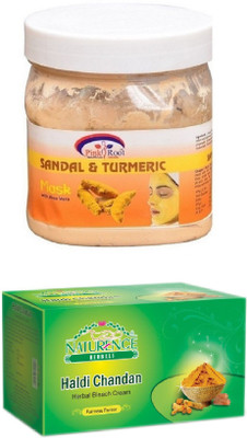 

Pink Root SANDAL MASK 500ML WITH NATURENCE HALDI CHANDAN BLEACH 200G(Set of 2)