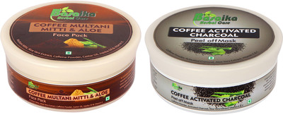 

Basaika Herbal Care Combo Pack of 2 ( Coffee Multani Mitti & Aloe face pack & Coffee activated Charcoal peel of mask), 50gms each(Set of 2)