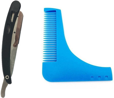 

JAGTEK Combo Of Black Plastic Stainless Steel Shaving Razor With Plastic Handle Black color / Razor For Salons And Beard Shaping Tool For Beard New Styling (BLUE)(Set of 02)