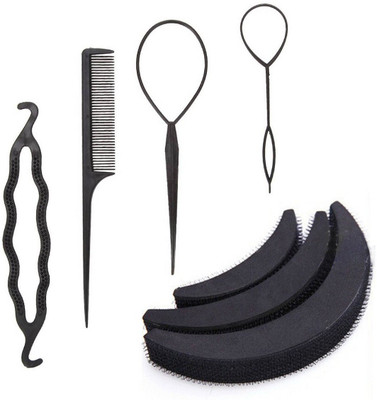 

Stylewell Set of STYLING Comb Set Hair Bumpits Bun Puff Maker Set of 6 with comb(Set of 7)