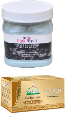 

Pink Root CHARCOAL CREAM 500ML WITH NATURENCE GOLD BLEACH 200G(Set of 2)