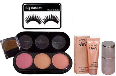 

big basket Eyelashes & Blusher, Lipstick,Nail.polish(Set of 4)