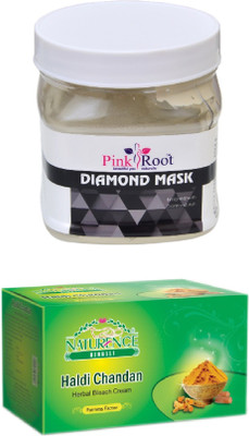 

Pink Root DIAMOND MASK 500ML WITH NATURENCE HALDI CHANDAN BLEACH 200G(Set of 2)