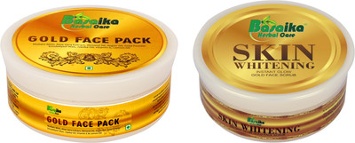 

Basaika Herbal Care Combo Pack of 2 ( Gold face Pack & Skin Whitening Instant Glow gold face Scrub), 50 gms each(Set of 2)