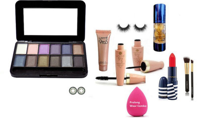 

pro longwear combo Sponge Puff,10 Eyeshadow Palette,Prep+Prime Primer,Matte Finish Lipstick,Makeup Brush 2,9TO5 Mouse Foun dation,eyeliner,mascara,Contact Lense,eyelashes(Set of 11)