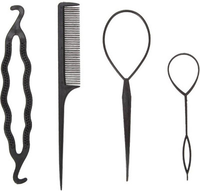 

De-Ultimate STYLING Comb Set Hair Bumpits Bun Puff Maker Set of 4 Oob_1123 Extreme Hair Volumizer Bumpits Hair Care Kit(Set of 4)
