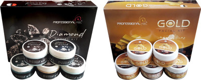

Professional Diamond Facial + Gold Facial kit, Unisex for Fairness, Sp. Combo For All Type skin Unisex (250 + 250 G)(Set of 5)