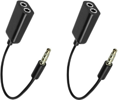 

OLECTRA Pack of two 3.5 mm Male To Two 3.5 mm Female Audio Stereo Earphone Headphone Splitter Headphone Adapter Headphone Adapter(Computer, Mobile, MP3 Player, Tablet, Black)