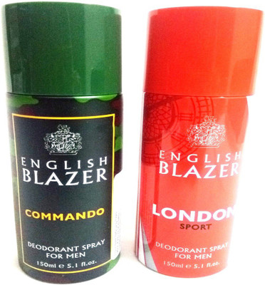 

ENGLISH BLAZER COMMANDO AND LONDON SPORT Deodorant Spray - For Men(300 ml, Pack of 2)