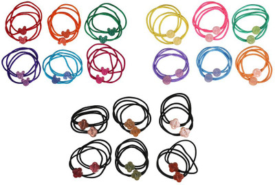 

ABHI Fancy Bands With Buttons - 36Pcs (18 Pair) Rubber Band(Multicolor)