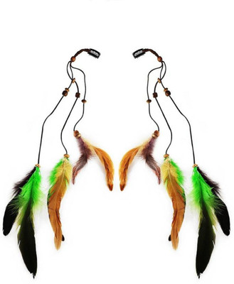 

INAAYA Fancy Party Wear Feather Hair Extensions for Girls Set of 2 pcs, Multicolor Hair Accessory Set(Multicolor)