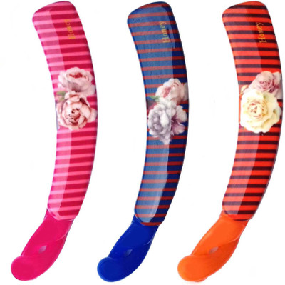 

Shreya Collection Combo of 3 Multicolour Floral Print Banana Hair Clips - 10012.86 Banana Clip(Multicolor)