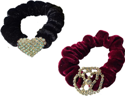 

Shreya Collection Combo of 2 Designer Party Wear Crystal Rhinestone Studded Hair Accessories for Women & Girls Elastic Ponytail Holder Hair Rubber Band - 10009.3 Rubber Band(Multicolor)