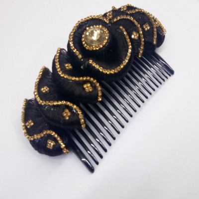 

AJ Latest Wedding Fashionable Trendy Comb Donut Wedding Collection Hair Accessory, Black - Golden Bun Clip(Black)