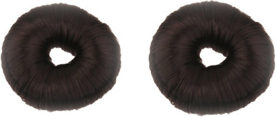 

JAGTEK Imported Fashion Hair Doughnut Bun Ring Shaper Hair Donut Style Updo Dark Brown set of 2 pcs Bun(Brown)
