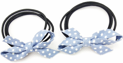 

Fairytale Polkha Dots Bow Hair Rubber Band Ponytail Holder For Girl's And Woman's. Set Of 2 pcs Head Band, Rubber Band, Hair Band(Blue)