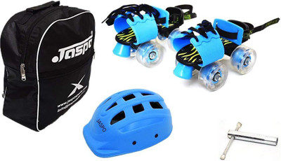 

Jaspo Kinder Ride Dual Junior Adjustable Roller Skates Combo Suitable for Age Group Upto 5 Years Skating Kit