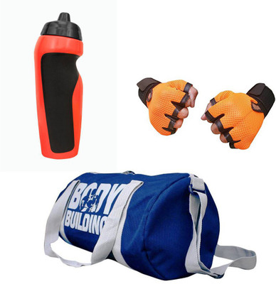 

Vellora Combo High Quality Gym Bag And Gym Glove With sipper penguin Wrist Support Gym & Fitness Kit