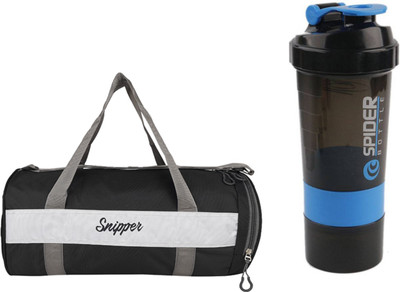 

Snipper Combo of Shoe Compartment Black Bag and Blue Shaker Gym & Fitness Kit