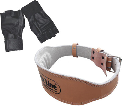 

StepInnStore "*CLASSIC LEATHER*" WEIGHT LIFTING PADDED BELT FOR BACK SUPPORT & GLOVES Gym & Fitness Kit