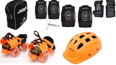 

Jaspo Speedy Kid Pro Junior Adjustable Roller Skates Combo Suitable for Age Group Upto 5 Years Skating Kit