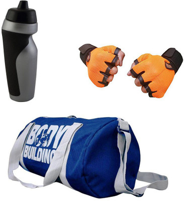 

Vellora Combo High Quality Gym Bag And Gym Glove With sipper penguin Wrist Support Gym & Fitness Kit