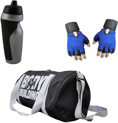 

Vellora Combo High Quality Gym Bag And Gym Glove With sipper penguin Wrist Support Gym & Fitness Kit