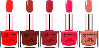 

Lady Fashion Ultra HI-Shine Long Stay Nail Polish Juice Red,Coffe,Dark Red,Sweet Red,Nude(Pack of 5)