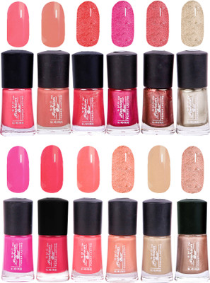 

SMC FASHION BAR Gel Based Exclusive Nail Paint Combo Straberry Pink, Coral Peach, Berry Red, Shimmer Berry Pink, Shimmer Brown, Shimmer Fusion Silver, Rose Pink, Neon Pink, Straberry Pink, Shimmer Soft Peach, Nude Brown, Shimmer Nude Brown(Pack of 12)