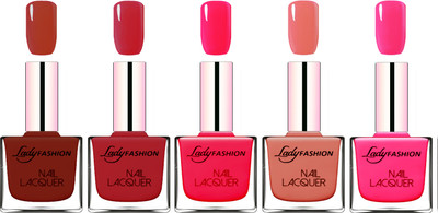 

Lady Fashion Ultra HI-Shine Long Stay Nail Polish Coffe,Dark Red,Sweet Red,Nude,Pink(Pack of 5)