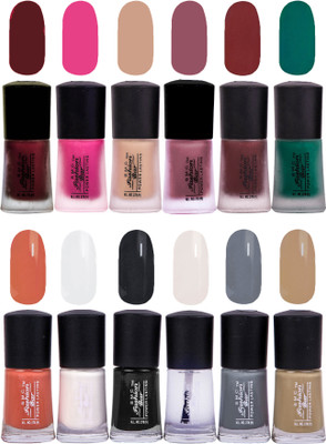 

SMC FASHION BAR Gel Based Royal Nail Paint Combo Matte Garnet Red, Matte Hot Pink, Matte Nude Almond, Matte Mulberry Brown, Matte Chocolatte Brown, Matte Dark Green, Candy Peach, White, Black, Top Coat, Gray, Nude Brown(Pack of 12)