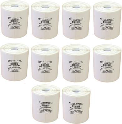 

Sevensoft Developers 50X50MM Barcode Labels Premium Quality Set of 10 Self-adhesive Paper Label(White)