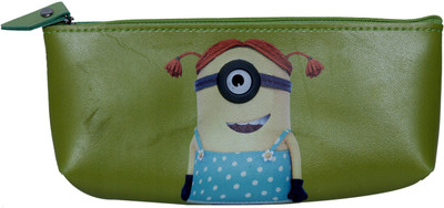 

ERA INNOVATIVE GIFTING Portable Cosmetic Makeup Stationery Pen Case /Storage Case.MINION-1 Art Artificial Leather Pencil Box(Set of 1, Light Green)