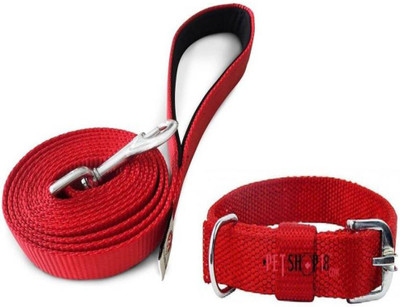 

Skora Perfect for Daily Training Walking Running Dog Collar & Leash(, Red